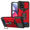 Military Grade All-In-One Ring Stand Card Case for Motorola Moto G Power 5G 2024 - Red