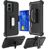 Military Grade Ultra Rugged Hybrid Kickstand Case with Card Slot and Belt Clip Holster for Motorola Moto G 5G 2024 - Black