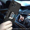 Military Grade Shockproof Hybrid Armor Case with Ring Grip for iPhone 16 Pro - Black