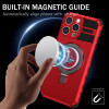 Hybrid Armor Case with MagSafe Ring Stand for iPhone 16 Pro - Red