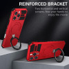 Hybrid Armor Case with MagSafe Ring Stand for iPhone 16 Pro - Red