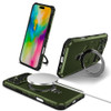 Hybrid Armor Case with MagSafe Ring Stand for iPhone 16 Pro - Green