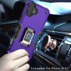 Military Grade Shockproof Hybrid Armor Case with Ring Grip for iPhone 16 - Purple