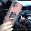 Military Grade Shockproof Hybrid Armor Case with Ring Grip for iPhone 16 - Rose Gold