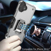 Military Grade Shockproof Hybrid Armor Case with Ring Grip for iPhone 16 - Silver