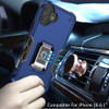 Military Grade Shockproof Hybrid Armor Case with Ring Grip for iPhone 16 Plus - Blue