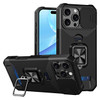 Military Grade All-In-One Ring Stand Card Case for iPhone 16 Pro Max - Black