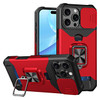 Military Grade All-In-One Ring Stand Card Case for iPhone 16 Pro Max - Red