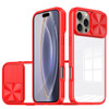 HD Transparent Case with Camera Privacy Cover for iPhone 16 Pro Max - Red