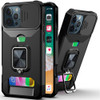 Military Grade All-In-One Ring Stand Card Case for iPhone 16 Pro - Black