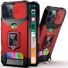 Military Grade All-In-One Ring Stand Card Case for iPhone 16 Pro - Red