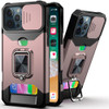 Military Grade All-In-One Ring Stand Card Case for iPhone 16 Pro - Rose Gold