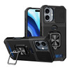 Military Grade All-In-One Ring Stand Card Case for iPhone 16 - Black