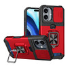 Military Grade All-In-One Ring Stand Card Case for iPhone 16 - Red