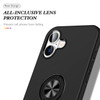 360 Rotating Ring Grip Hybrid Case for iPhone 16 - Black