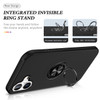 360 Rotating Ring Grip Hybrid Case for iPhone 16 - Black