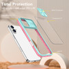HD Transparent Case with Camera Privacy Cover for iPhone 16 - Pink Blue