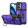 Military Grade All-In-One Ring Stand Card Case for iPhone 16 Plus - Purple