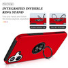 360 Rotating Ring Grip Hybrid Case for iPhone 16 Plus - Red