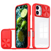 HD Transparent Case with Camera Privacy Cover for iPhone 16 Plus - Red