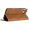 Leather Folio Wallet Case for iPhone 16 - Brown