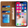 Leather Folio Wallet Case for iPhone 16 - Brown