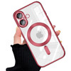 Electroplated Clear MagSafe Case with Camera Lens Protector for iPhone 16 - Red