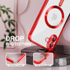 Electroplated Clear MagSafe Case with Camera Lens Protector for iPhone 16 Plus - Red