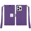 Extra Series Essential Leather Wallet Stand Case for iPhone 16 Pro Max - Purple