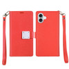 Extra Series Essential Leather Wallet Stand Case for iPhone 16 - Red