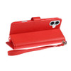 Extra Series Essential Leather Wallet Stand Case for iPhone 16 Plus - Red