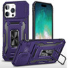 Military Grade Ring Holder Case with Camera Lens Cover for iPhone 16 Pro Max - Purple