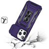 Military Grade Ring Holder Case with Camera Lens Cover for iPhone 16 Pro Max - Purple
