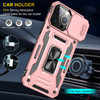 Military Grade Ring Holder Case with Camera Lens Cover for iPhone 16 Pro Max - Rose Gold