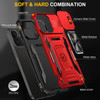 Military Grade Ring Holder Case with Camera Lens Cover for iPhone 16 Pro Max - Red