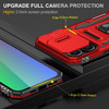 Military Grade Ring Holder Case with Camera Lens Cover for iPhone 16 Pro Max - Red