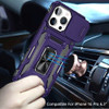 Military Grade Ring Holder Case with Camera Lens Cover for iPhone 16 Pro - Purple