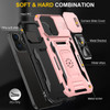 Military Grade Ring Holder Case with Camera Lens Cover for iPhone 16 Pro - Rose Gold