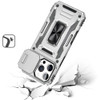 Military Grade Ring Holder Case with Camera Lens Cover for iPhone 16 Pro - Silver