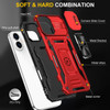 Military Grade Ring Holder Case with Camera Lens Cover for iPhone 16 - Red