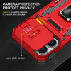 Military Grade Ring Holder Case with Camera Lens Cover for iPhone 16 - Red