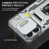 Military Grade Ring Holder Case with Camera Lens Cover for iPhone 16 - Grey