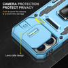 Military Grade Ring Holder Case with Camera Lens Cover for iPhone 16 - Light Blue