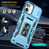 Military Grade Ring Holder Case with Camera Lens Cover for iPhone 16 - Light Blue