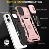 Military Grade Ring Holder Case with Camera Lens Cover for iPhone 16 - Rose Gold