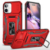 Military Grade Ring Holder Case with Camera Lens Cover for iPhone 16 Plus - Red