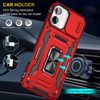 Military Grade Ring Holder Case with Camera Lens Cover for iPhone 16 Plus - Red