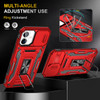 Military Grade Ring Holder Case with Camera Lens Cover for iPhone 16 Plus - Red