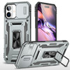 Military Grade Ring Holder Case with Camera Lens Cover for iPhone 16 Plus - Grey