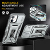 Military Grade Ring Holder Case with Camera Lens Cover for iPhone 16 Plus - Grey